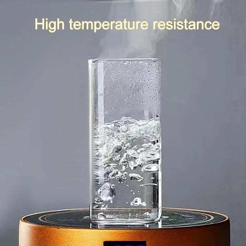 400ml Glass Coffee Cup with Listed Lid and Straw, Transparent Borosilicate Drinkware for Iced Coffee, Milk Tea and Juice with Square Cup and Bamboo Lid Options