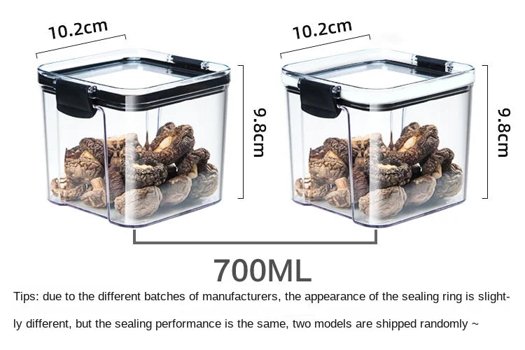 Clear Pantry Storage Jars with White or Black Covers, Five Capacity Options from 460ml to 1800ml and Single-Size Packs or Mixed Five-Size Kitchen Sets