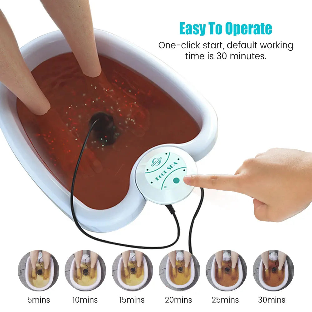 Ionic Foot Bath Machine with Basin, Electric Foot Spa Set with 30-Minute Cycle, Indicator Lights and US, EU, UK or AU Plug Options for Home Foot Care