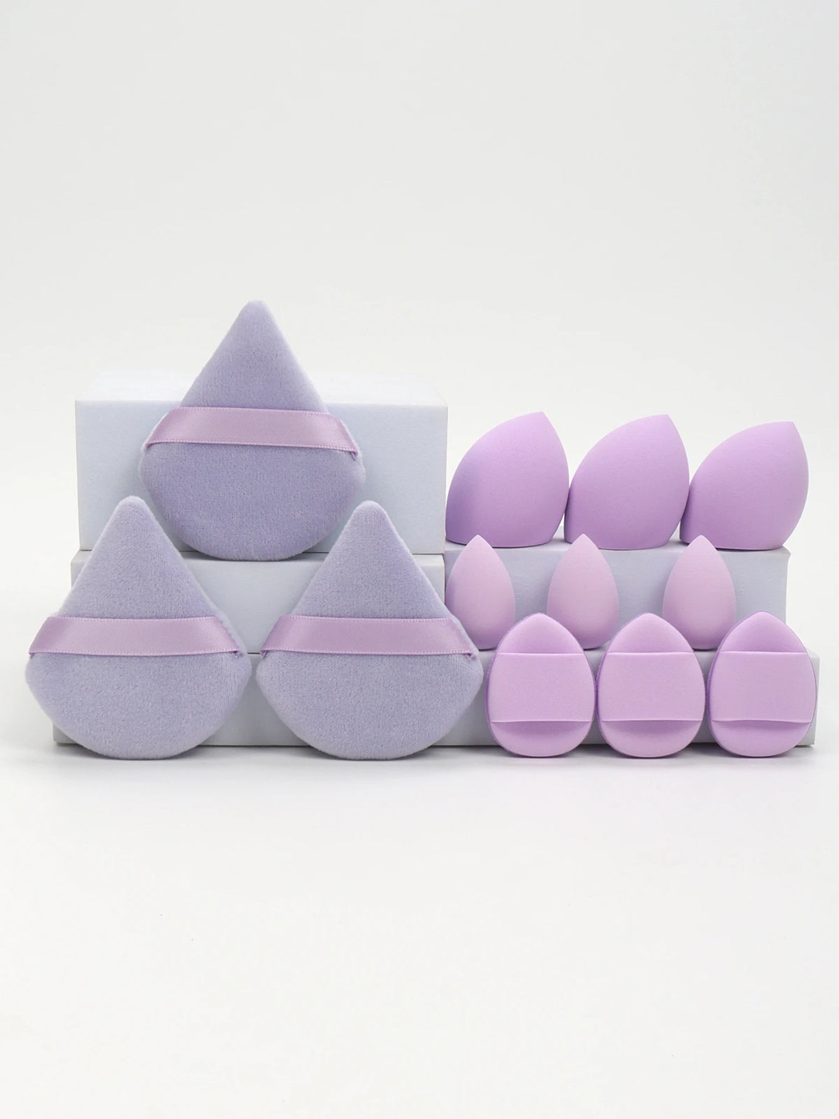12-Piece Makeup Sponge and Powder Puff Set with Mini Air Cushion Puff and Beauty Egg References, 18 Color and Style Labels for Adult Cosmetic Application