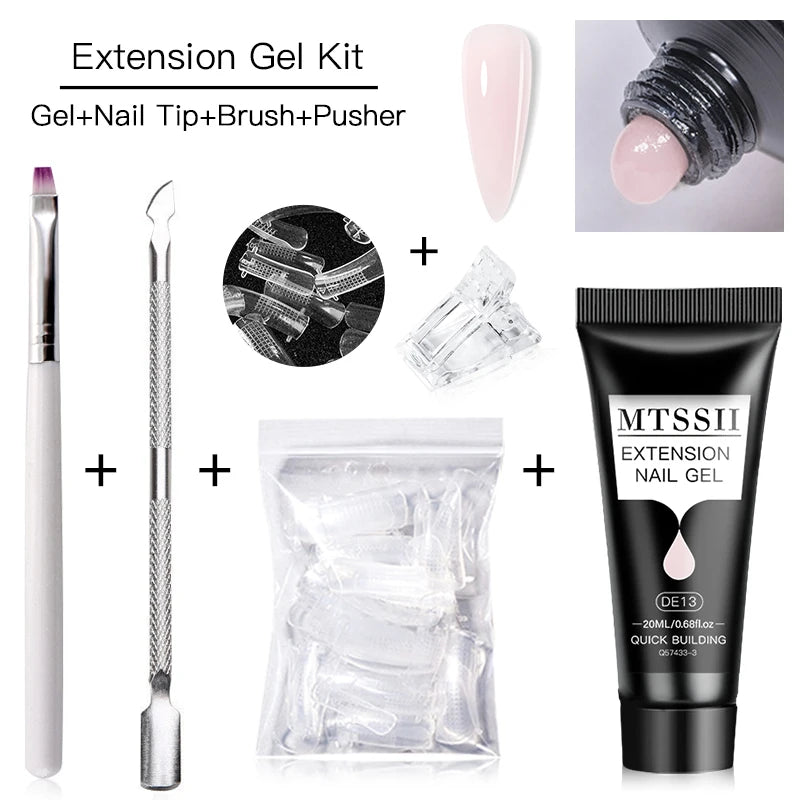 Poly Nail Extension Gel Set by Mtssii, Listed 5-Piece 20ml UV LED Curing Gel with Eight Coded Options for Adult Nail Sculpting and Manicure Designs