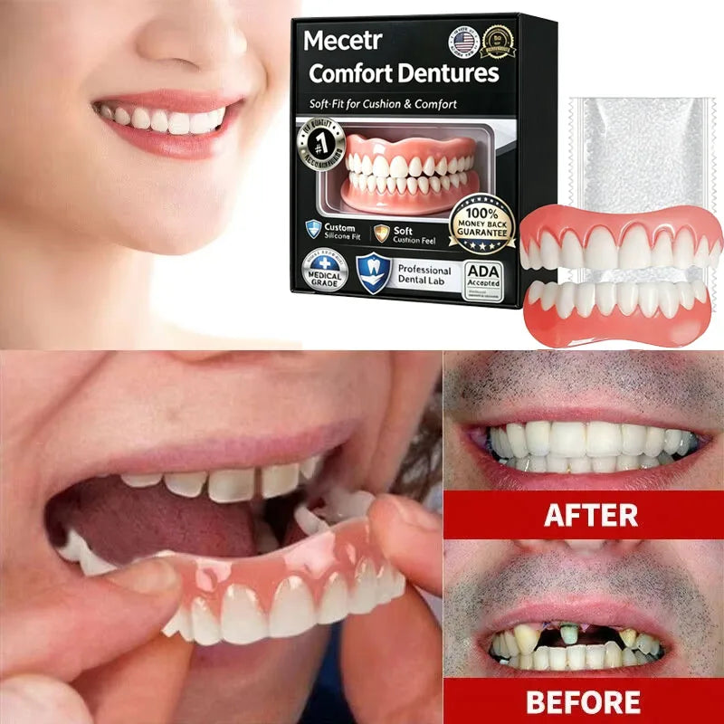 Full Set Denture-Style False Teeth with Upper and Lower Silicone References, One-Box Option for Adults Requiring Professional Dental Fit Review