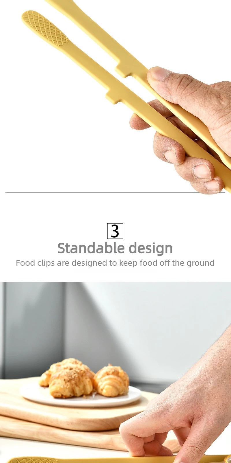 Silicone Kitchen Tongs with Wide-Tooth Grip and Extended Handle, Listed 26.5cm Serving Clip for Bread, Toast, Salad and Noodles with Color or 6PCS Options