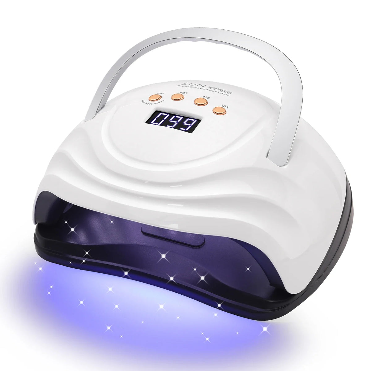 UV Gel Nail Curing Lamp in White with X25, X27, X26 and X23 Model Options, US or EU Plug Selection for Compatible Gel Polish Manicure Routines