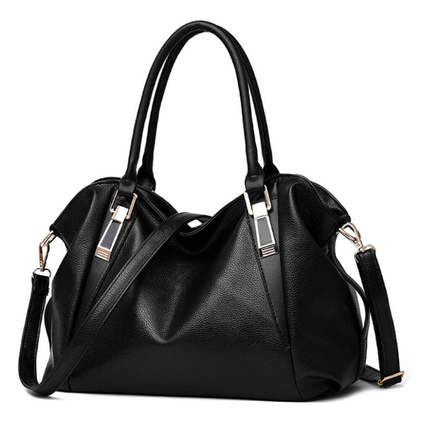 Three-Way Carry Tote Bag with Multiple Compartments and Zippered Pocket, Handheld, Shoulder or Crossbody Handbag in Black, Blue, Wine Red or Pink for Daily Outings