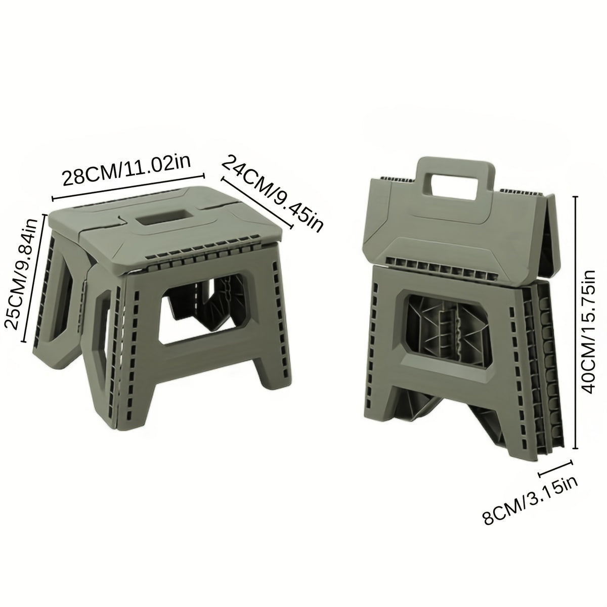 Portable Folding Stool with Carry Handle, Single Square PP Plastic Collapsible Seat in Five Colors for Indoor Gatherings, Picnics and Fishing