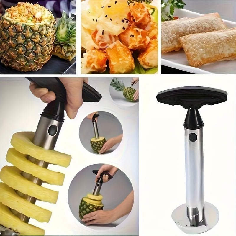 Pineapple Corer and Slicer with Listed Stainless Steel Design, Green Handle or Stainless Steel Options for Fresh Fruit Preparation and Home Kitchen Snacks
