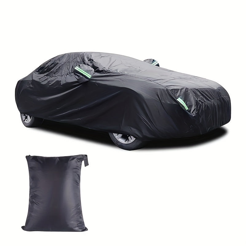 Outdoor Car Cover in Black 190T Oxford Cloth with Storage Bag, Four Length-Based Size Options for Compatible Cars and SUVs During Parked Vehicle Storage