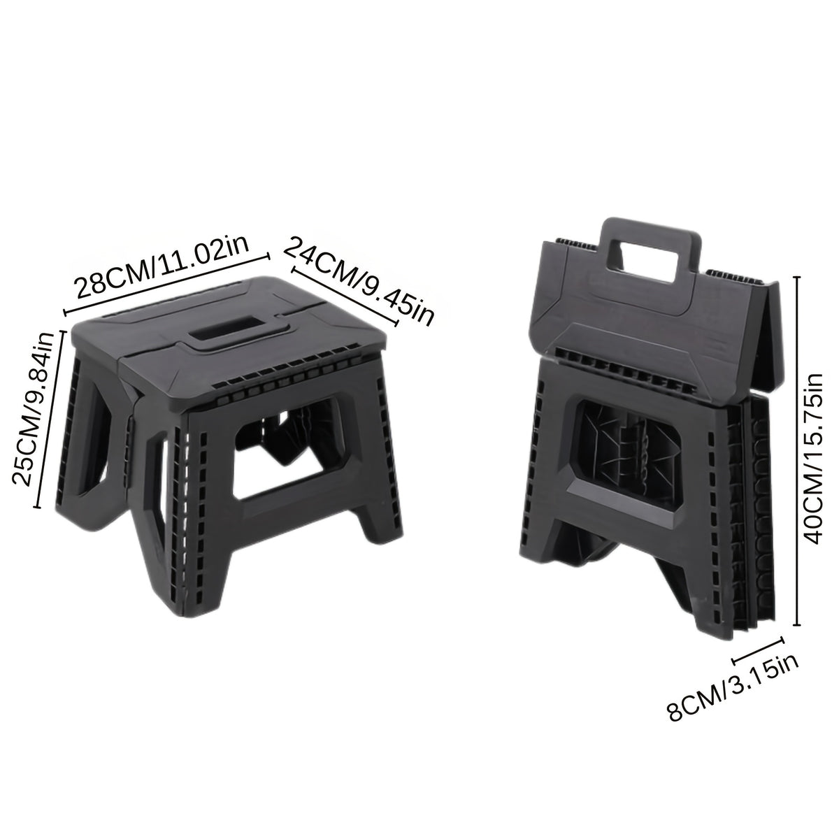 Portable Folding Stool with Carry Handle, Single Square PP Plastic Collapsible Seat in Five Colors for Indoor Gatherings, Picnics and Fishing