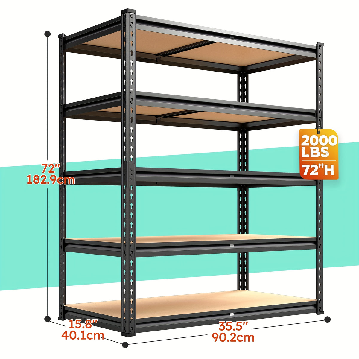 Metal Mesh Storage Shelving with Adjustable Shelf Heights, 72-Inch Utility Rack with Interlocking Assembly for Garage, Pantry and Basement Organization