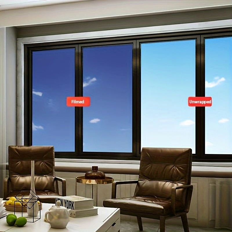 Black PET Car Window Tint Film with Six Percentage Model Labels, Listed 9.8-Foot by 20-Inch Roll with Scraper and Knife for Compatible Glass Projects