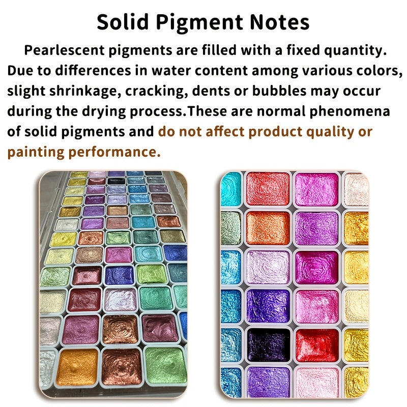 Pearl Shimmer Watercolor Paint Set with 180 Solid Colors and Listed Metallic Color-Shifting Effects for Adult Artist Sketches, Handmade Cards and Paper Crafts