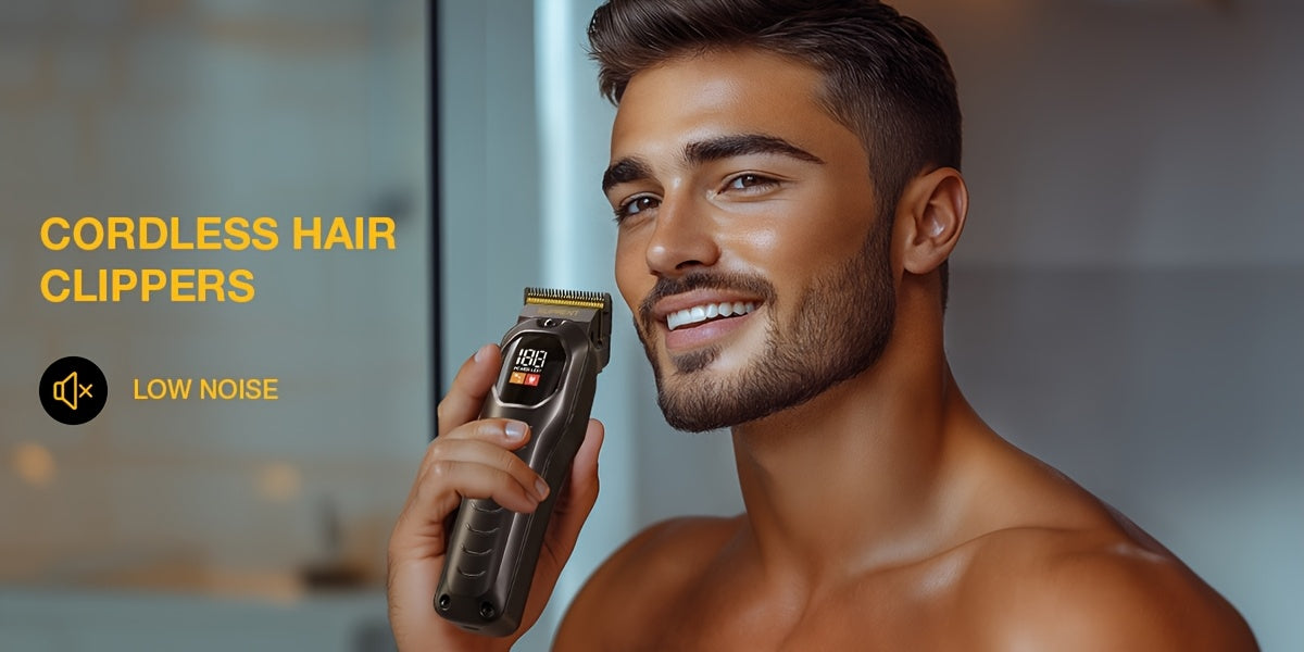 Hair Clippers or T-Blade Trimmer by SUPRENT for Men, Cordless Rechargeable Grooming Tools with Listed LED Display for Home Haircuts and Beard Detailing