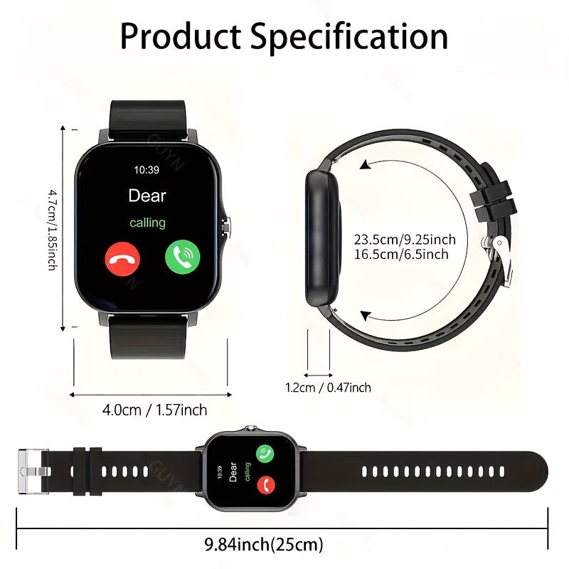 1.83-Inch Full Touchscreen Smart Watch with USB Rechargeable 180mAh Battery, Multi-Sport Modes and Remote Camera Functions, Golden or Silvery Silicone Strap Options