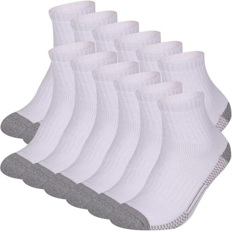 Men's Short Running Socks 12-Pair Multipack in Black or Black-and-White Options, One-Size Label for Sports, Walking and Everyday Athletic Shoe Outfits