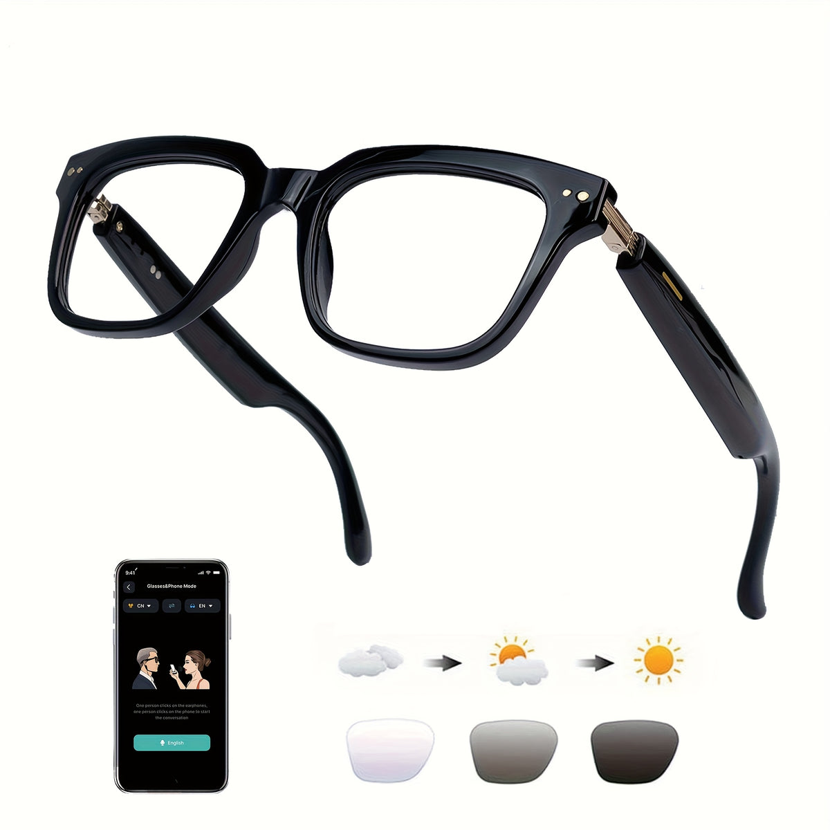 Conference Translation Glasses by OICIIDO with Listed 160-Language Recognition and Meeting Summaries, M02, KL and KO Model Options for Multilingual Discussions