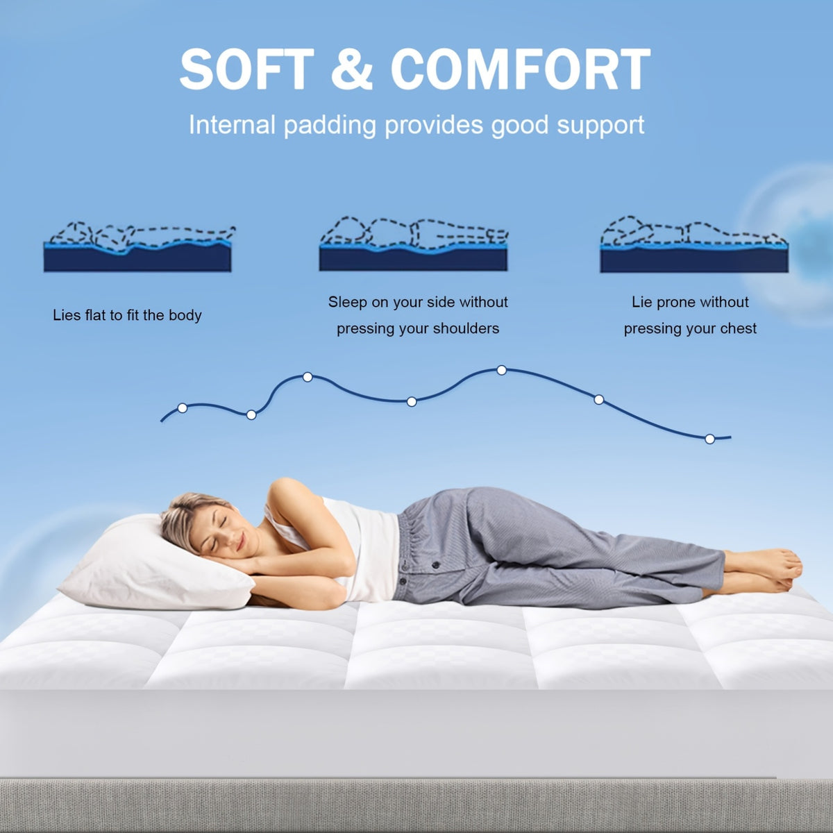 Pillow Top Mattress Pad with Deep Pocket Cover and Listed 7D Spiral Fiber Filling, Twin to California King Bedding with Multiple Color and Bamboo-Labeled Options