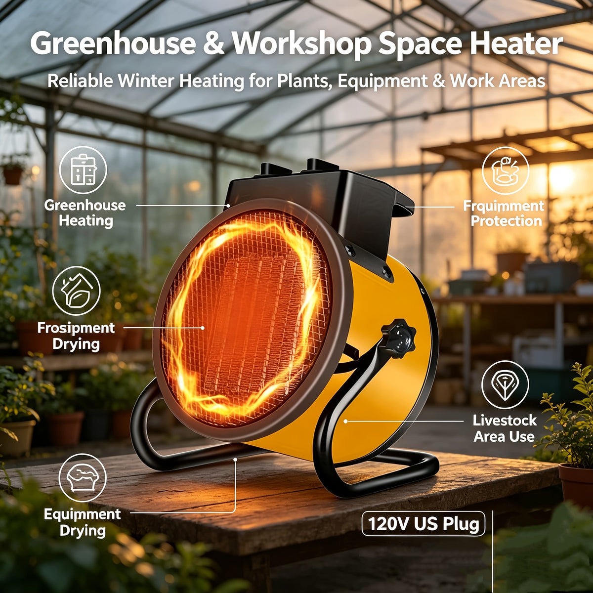 Portable PTC Ceramic Heater with Listed 1500W Heating and Overheat Protection, Black or Yellow Space Heater Options for Manufacturer-Approved Locations
