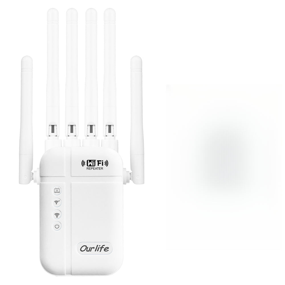 WiFi Signal Booster 0166 White Repeater with Listed Dual-Band 2.4GHz and 5GHz Support, Ethernet Port, One-Button Setup and Access Point Mode for Home Networks