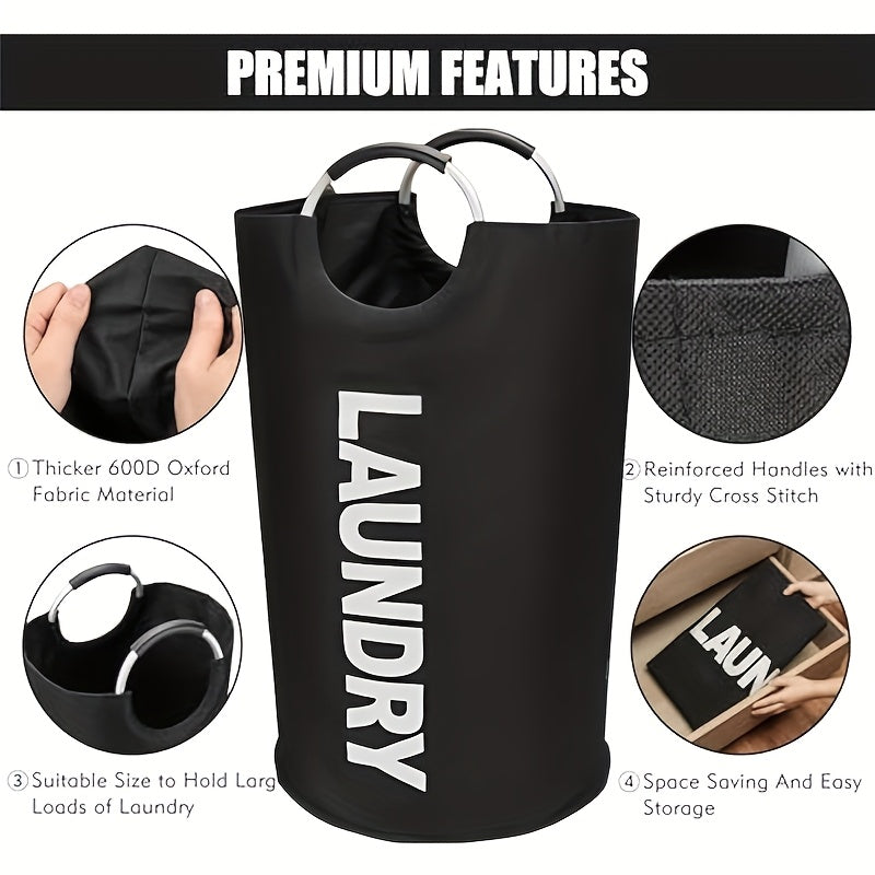 Half-Ring Handle Laundry Basket, Foldable Fabric Clothes Hamper in 16.64, 21.66 or 25.1 gal Options for Bedroom and Laundry Room Organization
