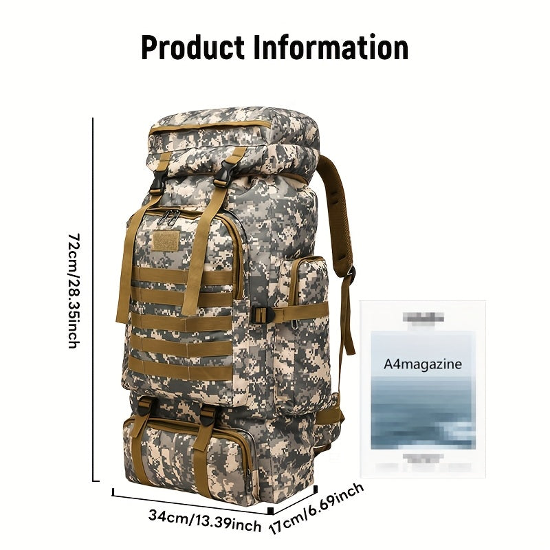 Men's Outdoor Travel Backpack with Double-Shoulder Carry and Removable Flag Patch Reference, Gray, Desert, Khaki or Black-3 Options for Everyday Trip Packing
