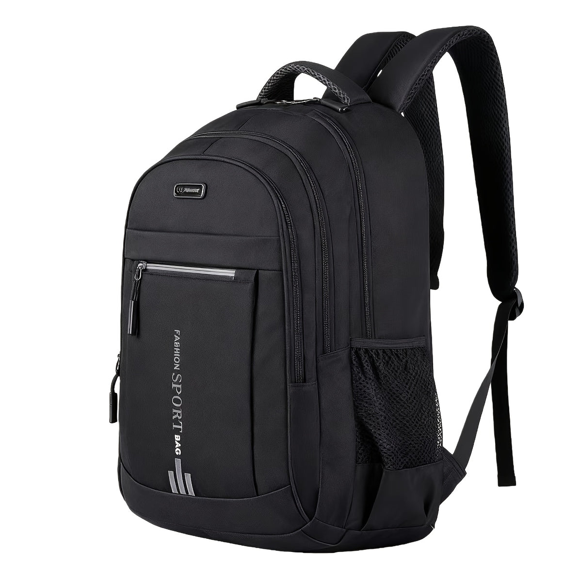 Travel Backpack with Plush Ball Pendant for Men and Women, Nylon Multi-Compartment Carry Bag with Adjustable Shoulder Straps in Black, Blue, Green or Orange