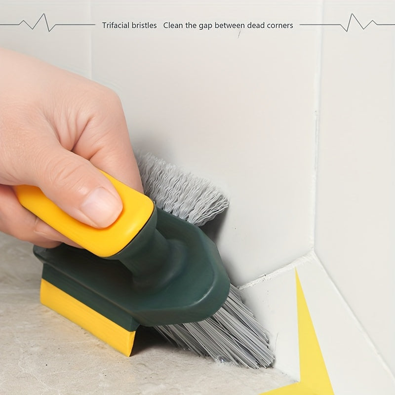 Crevice Cleaning Brush with Scraping Strip, 2-in-1 Household Tool for Compatible Bathroom Corners and Floor Gaps in Green or White Single-Brush Options