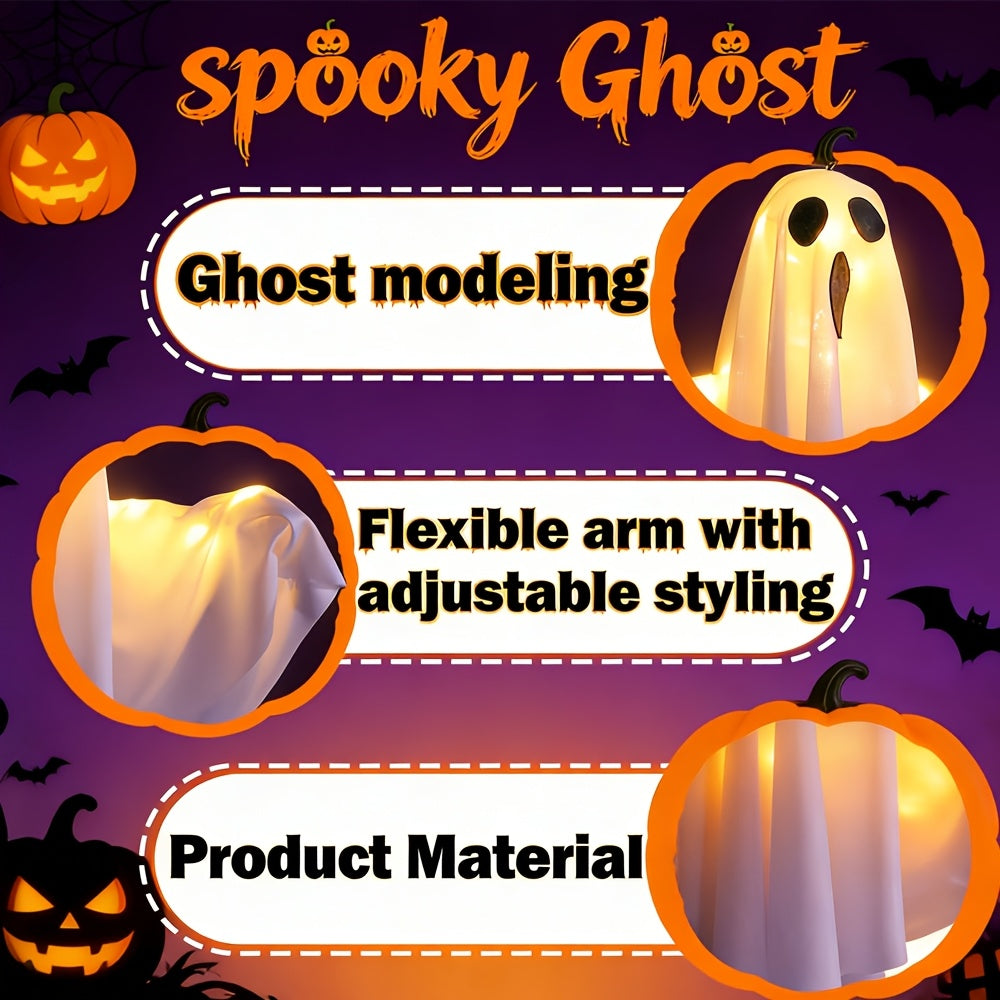 LED Hanging Ghost Decorations 3-Pack, Listed 20-Inch White Polyester Halloween Ghosts for Indoor Parties and Suitable Porch, Tree and Yard Displays