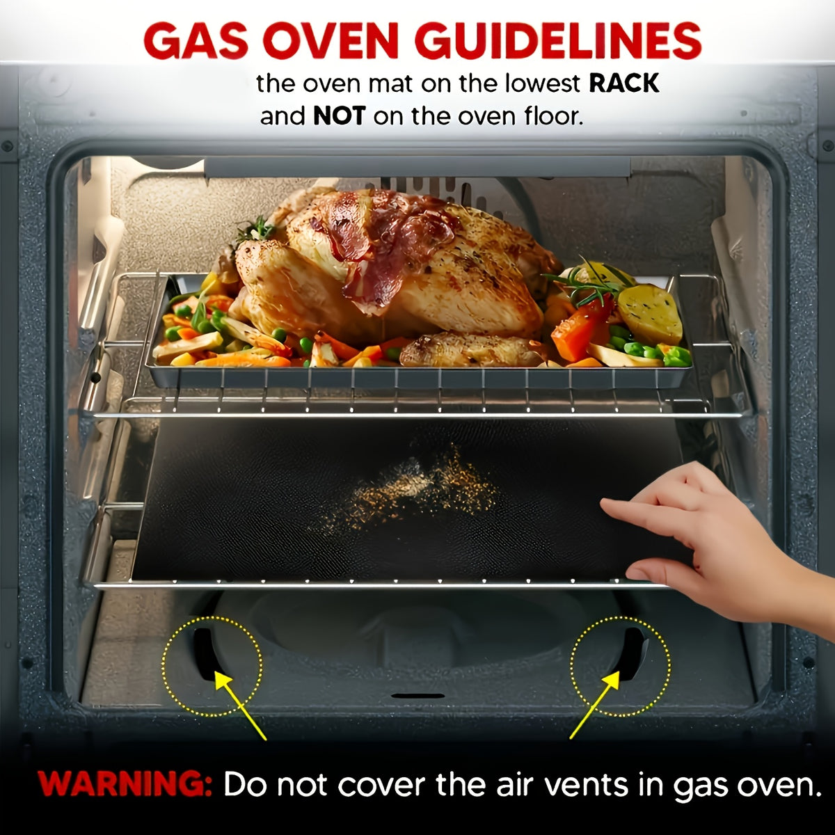 Nonstick Oven Mats 2-Pack with Listed Thick Heavy-Duty Design, Kitchen Liner Accessories for Compatible Ovens with Manufacturer-Approved Placement