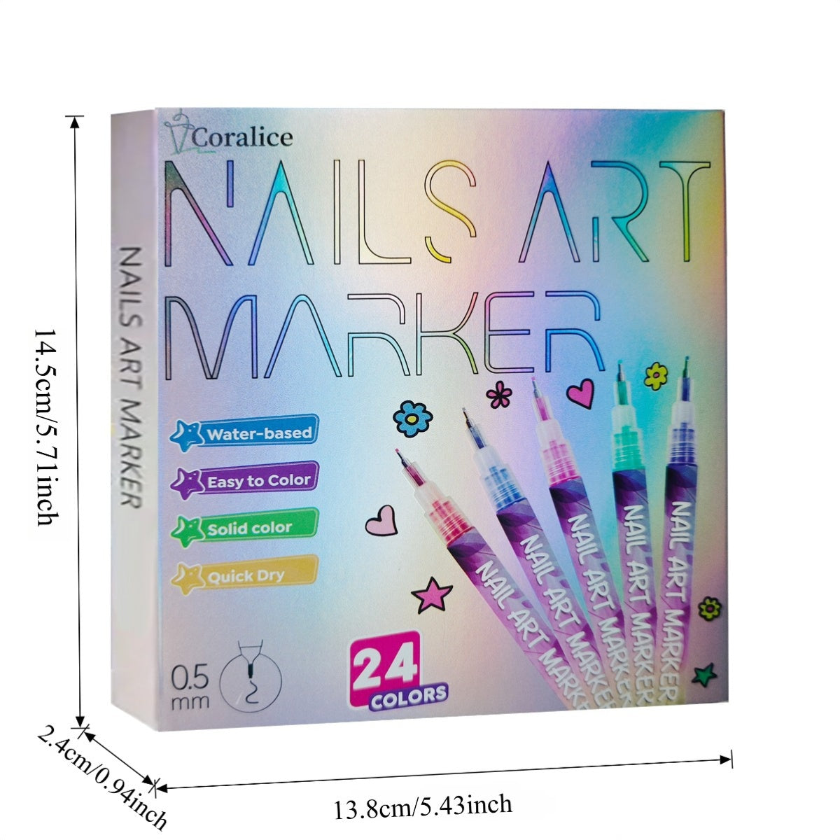 24-Color Nail Painting Pen Set with Quick-Drying Formula and ABS Plastic Barrels, Detail Drawing Tools for Adult DIY Doodle Manicures at Home or Salon
