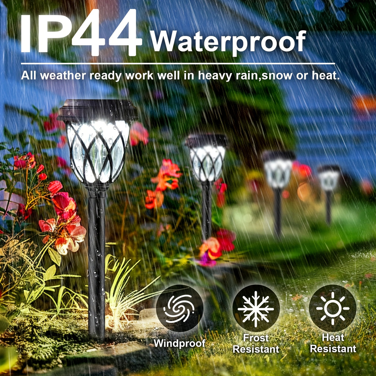 Solar LED Garden Stake Lights with Cross Grid Styling and Listed IP44 Rating, White Light 10-Pack or Warm Light 6-Pack for Yard, Patio and Landscape Accents