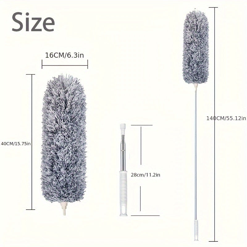 Retractable Ceiling Fan Duster with Bendable Head, Single Reusable Washable Dusting Brush in 55.12inch or 98.43inch Options for Furniture and Home Cleaning
