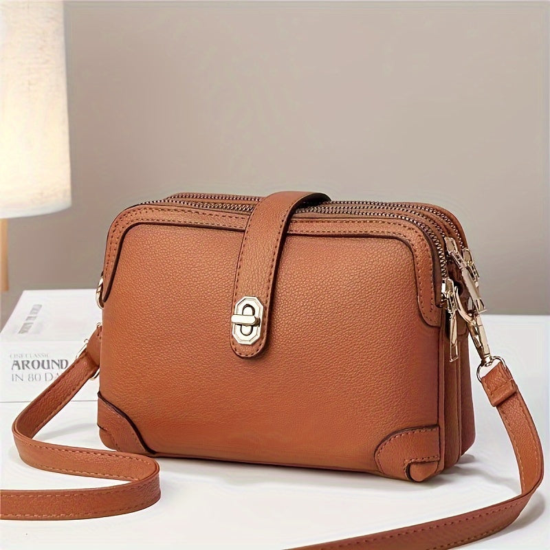 Small Crossbody Phone Purse for Women with Multiple Pockets, Everyday Shoulder Handbag in Black, White, Brown, Blue or Crimson for Casual Outings