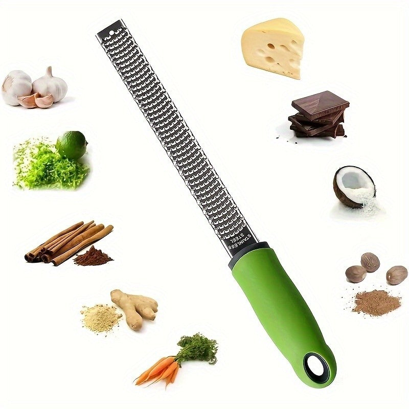 Manual Stainless Steel Zester Grater for Lemon, Cheese, Ginger and Garlic, Single Kitchen Prep Tool in Yellow, Red or Black for Everyday Home Cooking