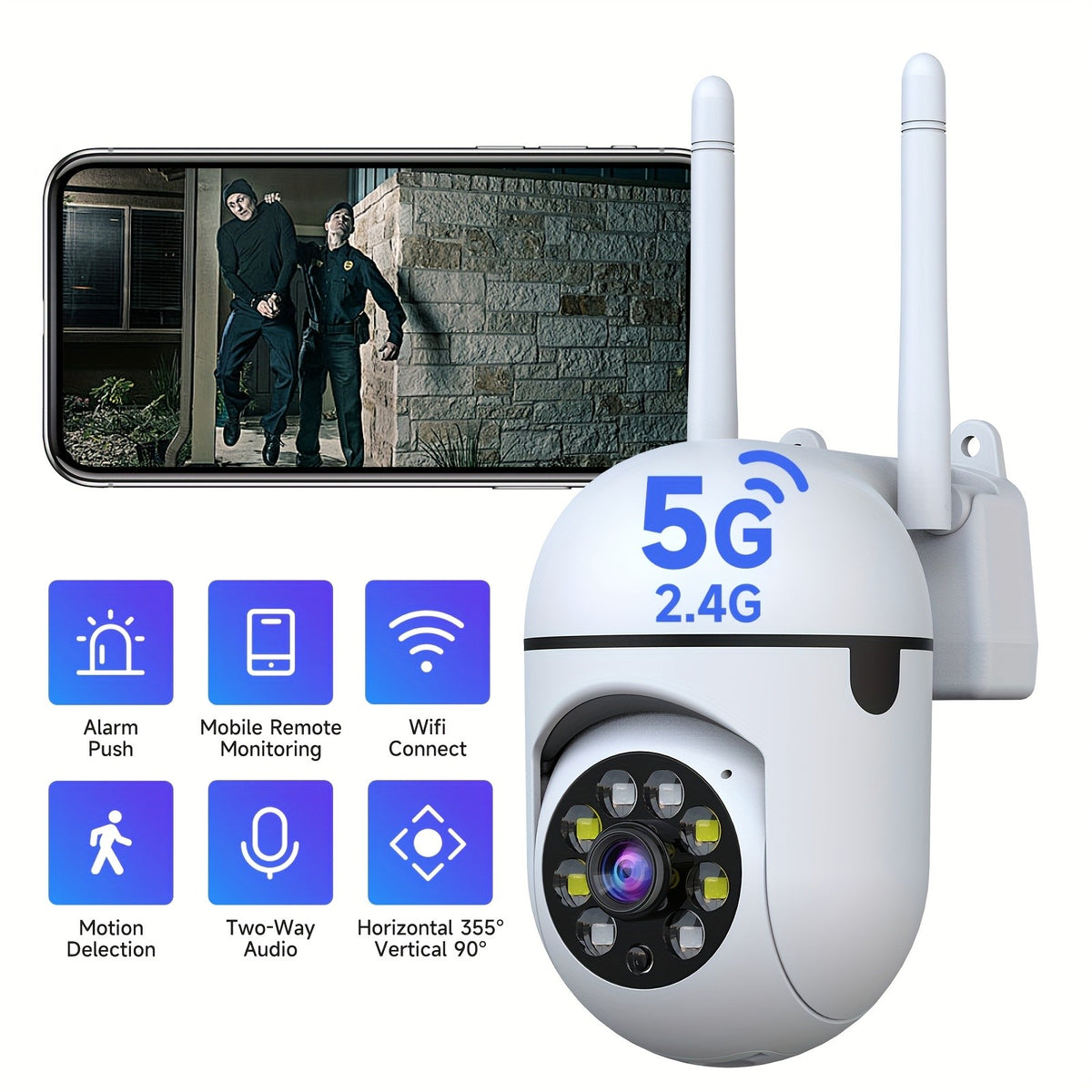Plug-In Indoor Monitoring Camera Kits with Two-Pack 5MP WiFi or Four-Pack 4G Plus WiFi Labels, Listed Motion Detection, Two-Way Audio and Color Night Vision