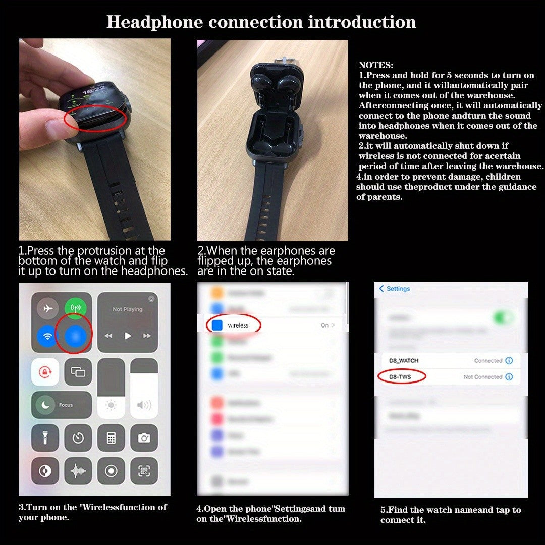 2-in-1 Smartwatch and Wireless Earbuds for Men with Music Control, Sports Modes and Activity Insights, Black or Silvery Watch and Steel Strap Options