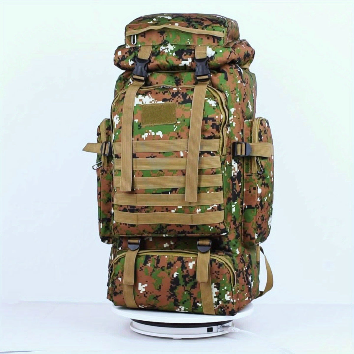 Hiking Backpack with Listed Flag Patch and Large-Capacity Rucksack Design, Seven Solid Color and Camouflage Options for Camping Gear and Outdoor Travel