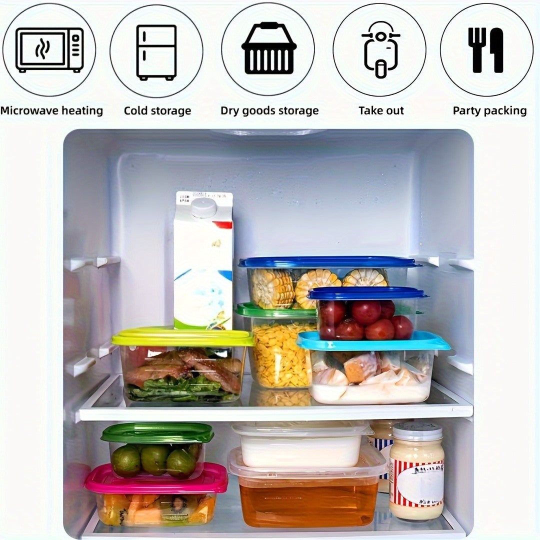 Transparent Plastic Food Storage Set with Random Lid Colors, Listed Six-Piece Reusable Stackable Kitchen Containers for Rice, Grains, Fruit and Vegetables