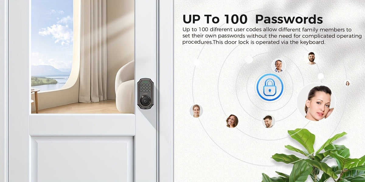 Electronic Keypad Deadbolt with Listed 100 Access Codes, Auto Lock and One-Touch Locking, Black or Silvery Finish and Fingerprint or Handle Set Options