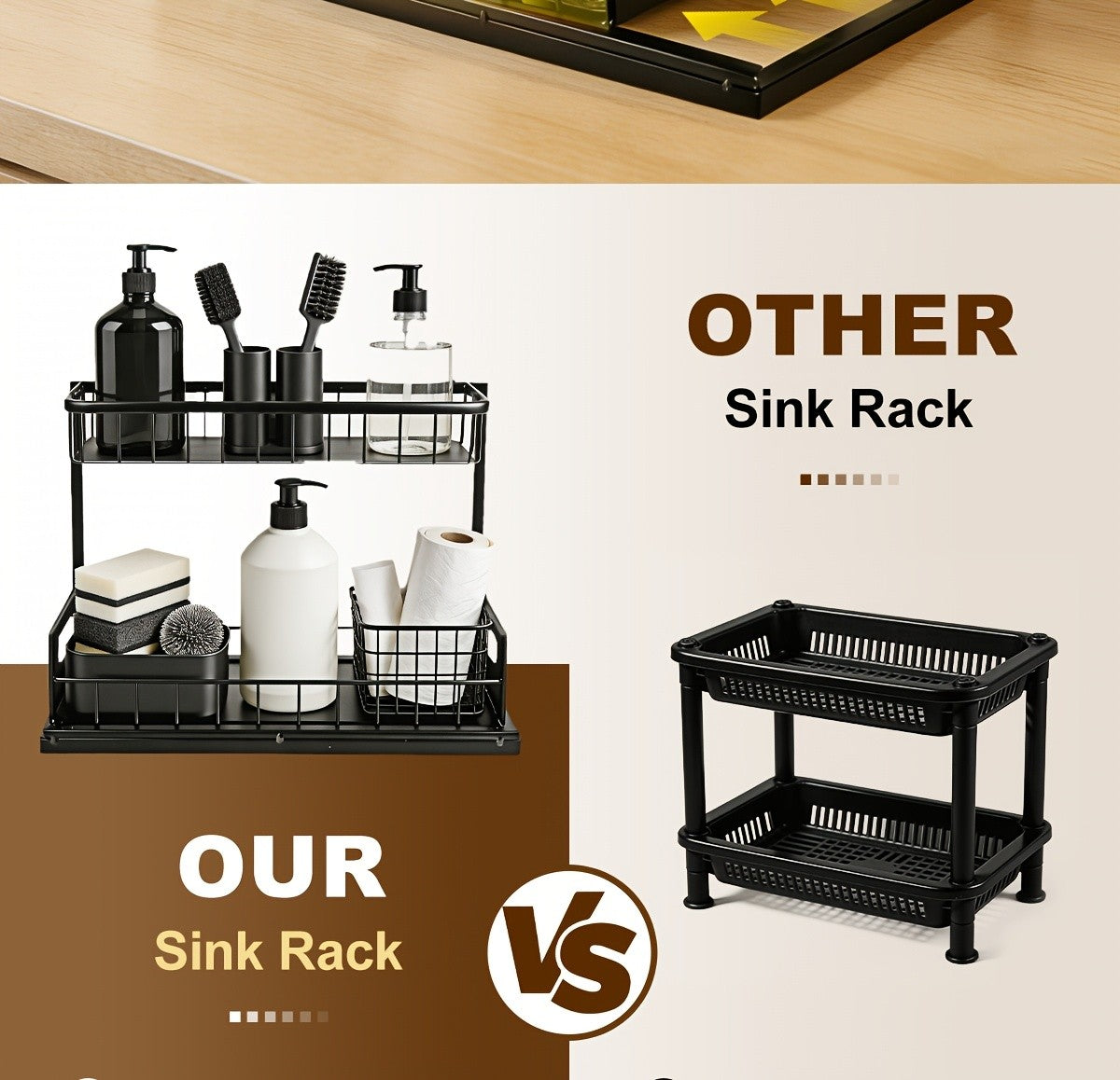 Under Sink Organizer in Black with 2-Tier Slide-Out Storage, Pull-Out Cabinet Shelf for Kitchen and Bathroom Essentials, Single or Two-Pack Options