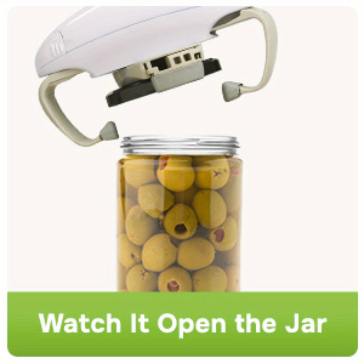 Electric Jar Opener with One-Touch Operation and Auto-Off, Cordless AA Battery-Powered Lid Opening Tool in Black-White for Everyday Kitchen Meal Preparation