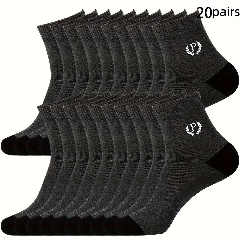 Men's Mid-Calf Athletic Socks 50-Pair Mixed Color Pack with Elastic Ribbed Cuffs and Breathable Sweat-Absorbent Design for Sports and Casual Wear