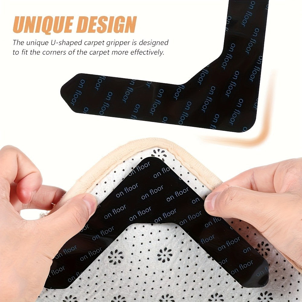 Reusable Carpet Gripper Stickers in 12 or 24 Piece Packs, Washable Adhesive Pads for Compatible Area Rugs, Sofa Cushions and Household Fabric Placement