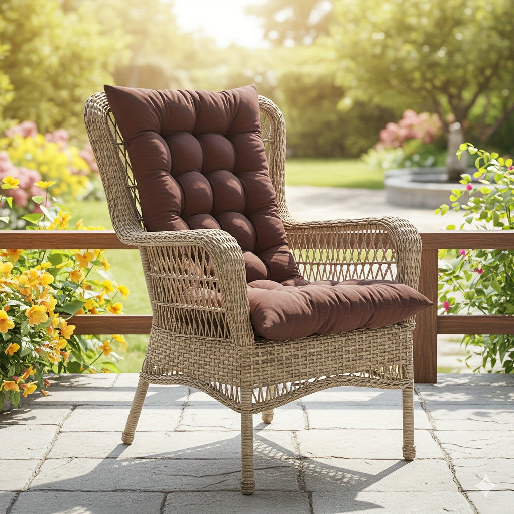 Tufted Rocking Chair Cushion, One-Piece Seat and Back Pad with Ties, 18.9 x 47 Inches for Compatible Recliner Seating in Five Color Options