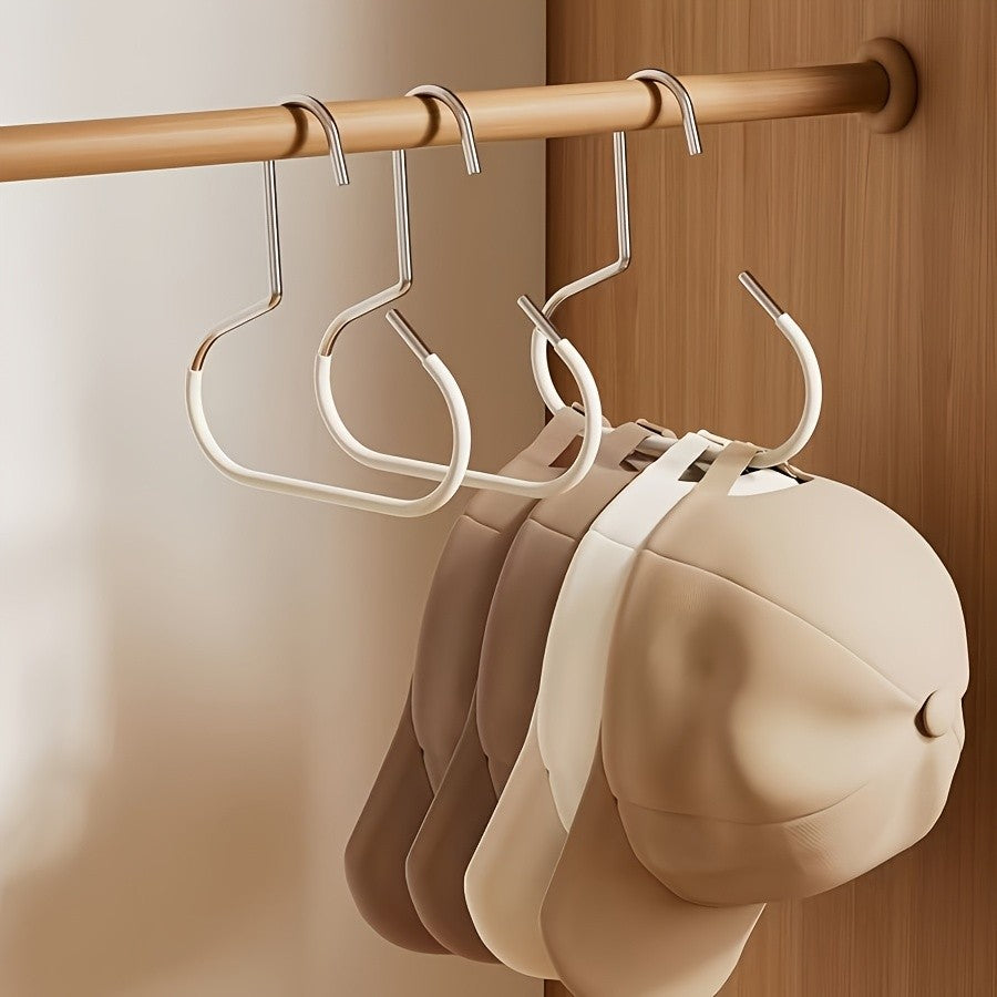 Metal Hat Storage Hooks Two-Piece Set in White or Black, Simple Accessory Organizers for Compatible Scarves, Belts, Bras and Bags in Home Storage Spaces