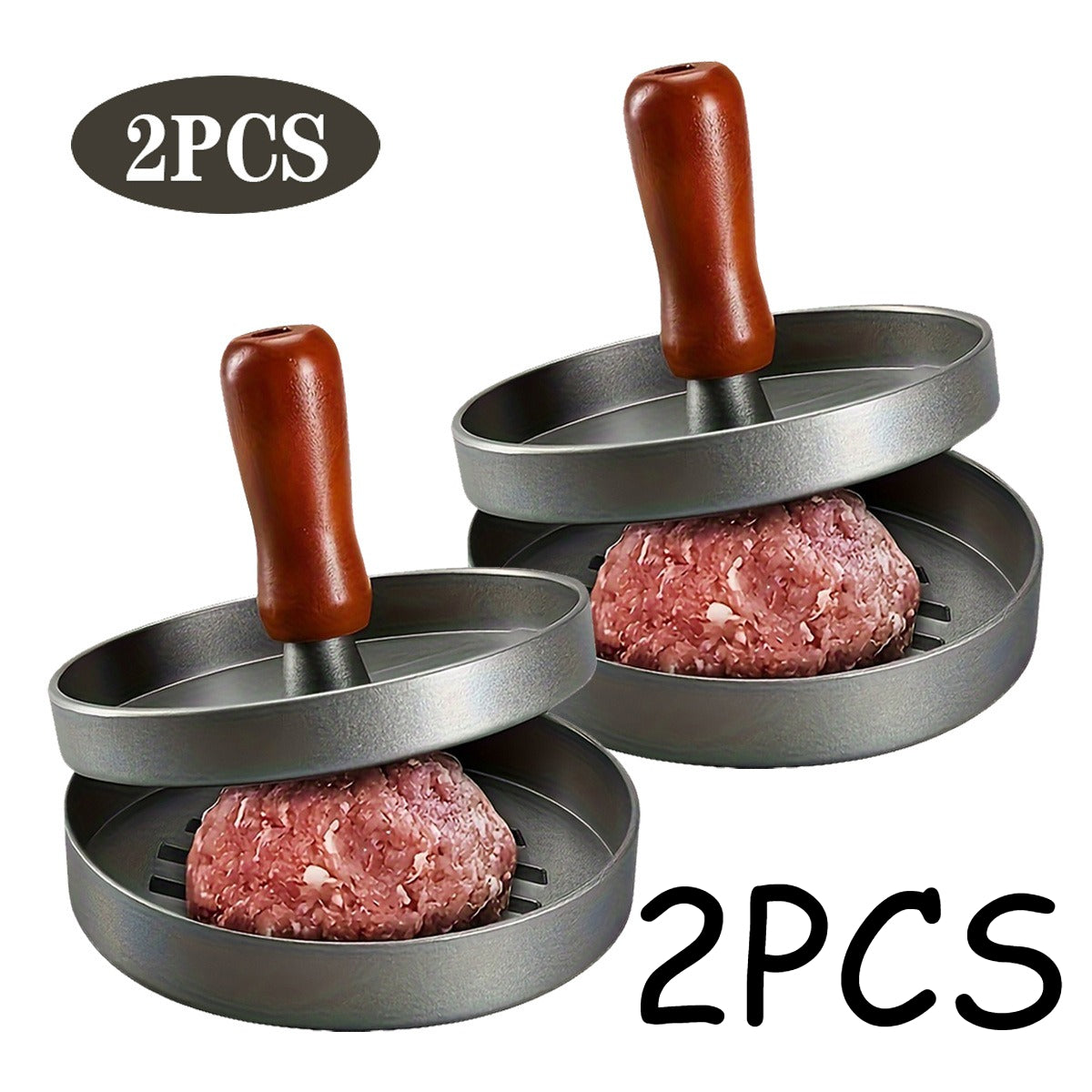 Burger Patty Press Set for Homemade Beef, Cheese and Vegetable Burgers, Two-Piece Selection for Kitchen Meal Prep and Backyard BBQ Patty Shaping