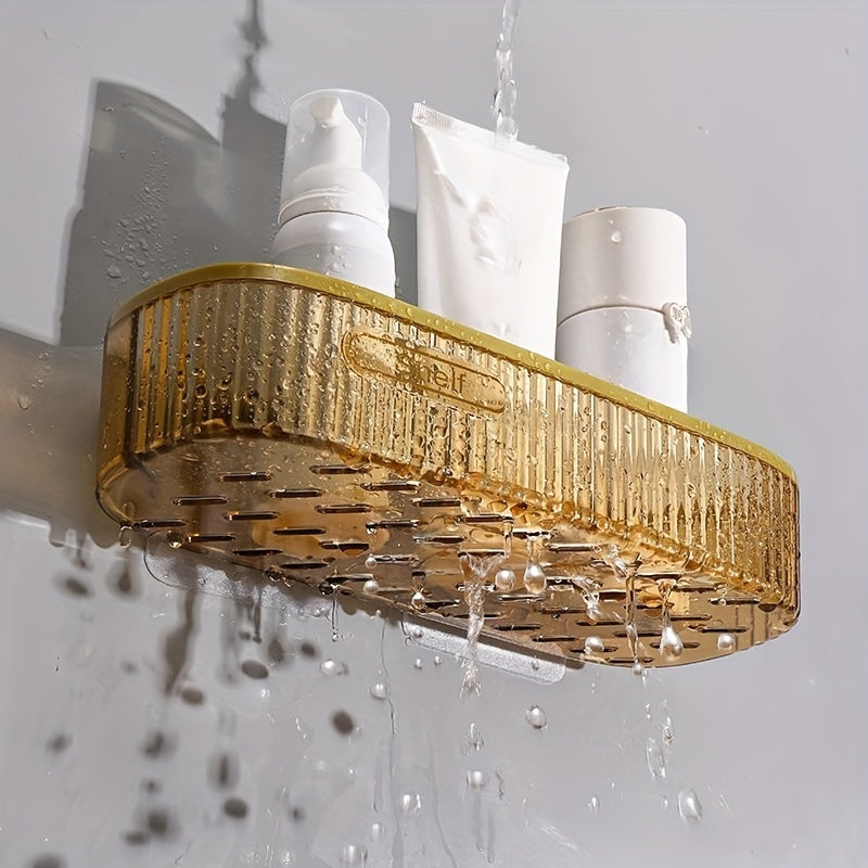 Acrylic Bathroom Shelf, Single Wall-Mounted Floating Organizer for Toiletries Near the Sink or Toilet, Green-ty and Amber-ty Color Options
