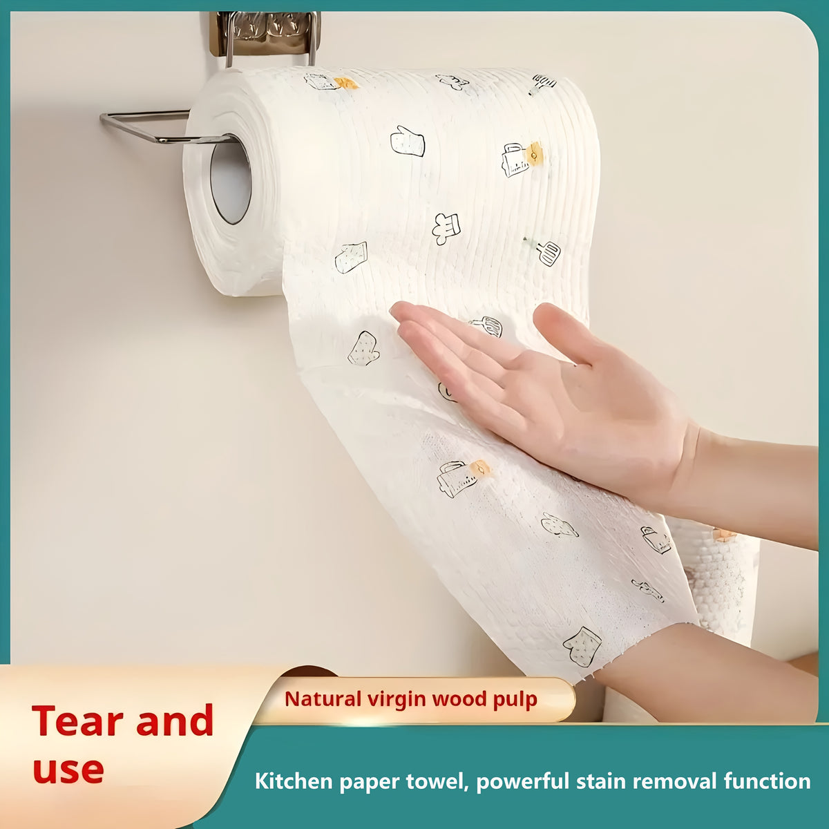 Kitchen Paper Towels, 800-Sheet Single Roll for Wet and Dry Household Wiping, Disposable Cleaning Sheets for Kitchen, Living Room and Party Cleanup