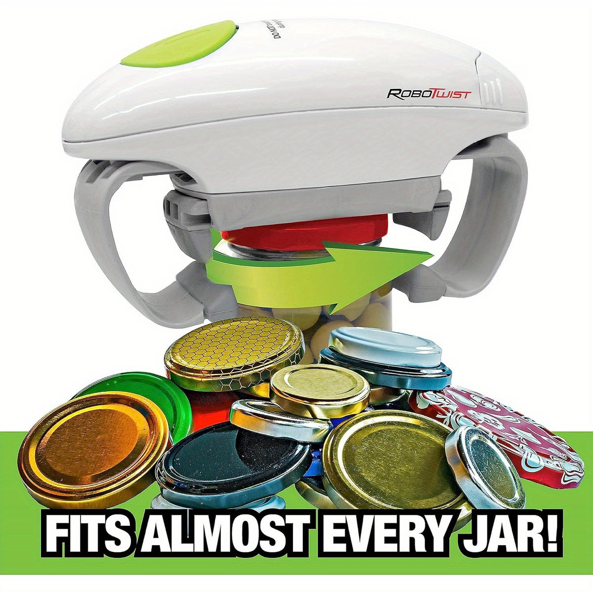 Electric Jar Opener with One-Touch Operation and Auto-Off, Cordless AA Battery-Powered Lid Opening Tool in Black-White for Everyday Kitchen Meal Preparation