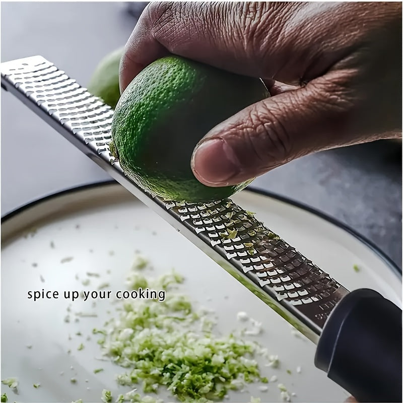 Manual Stainless Steel Zester Grater for Lemon, Cheese, Ginger and Garlic, Single Kitchen Prep Tool in Yellow, Red or Black for Everyday Home Cooking